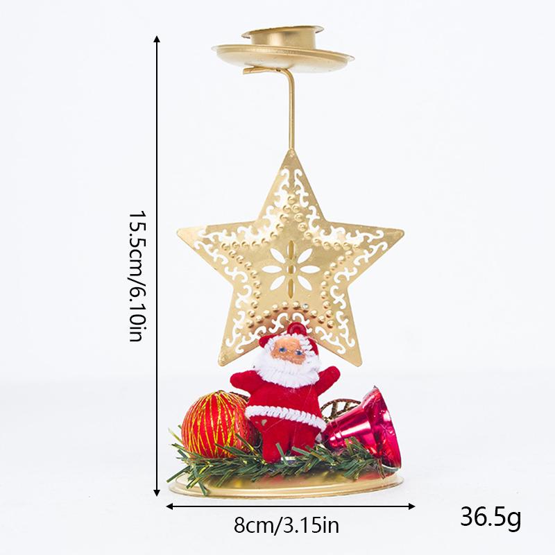 Christmas Golden Candle Holder New Year Table Ornaments Christmas Snowflake Star Iron Candlestick