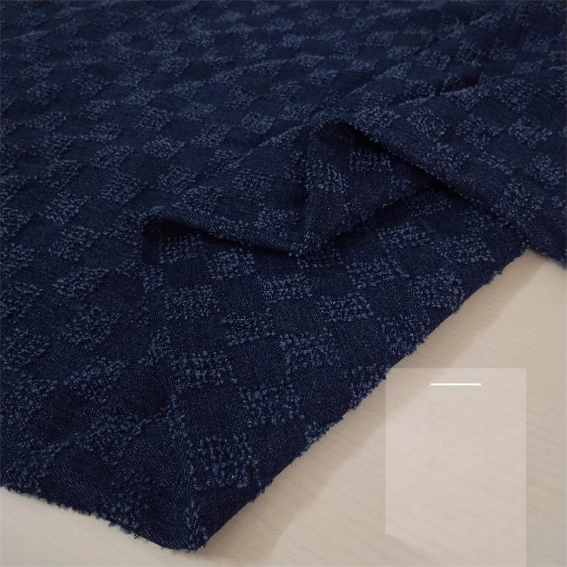 Washed Pure Cotton Denim Jacquard Fabric Vintage Crochet for Diy Sewing Jacket Shirt Dress Clothing Design Fabrics Cloth