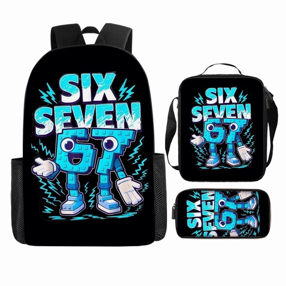 Luxury Popular Cool Novelty 67 six seven 3D Print 3pcs/Set pupil School Bags Laptop Daypack Backpack Lunch bag Pencil Case