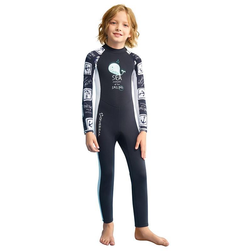 Kids 1.5mm Neoprene Wetsuit Diving Snorkeling Surfing Warm Full Body Long Sleeve Swimwear Boys