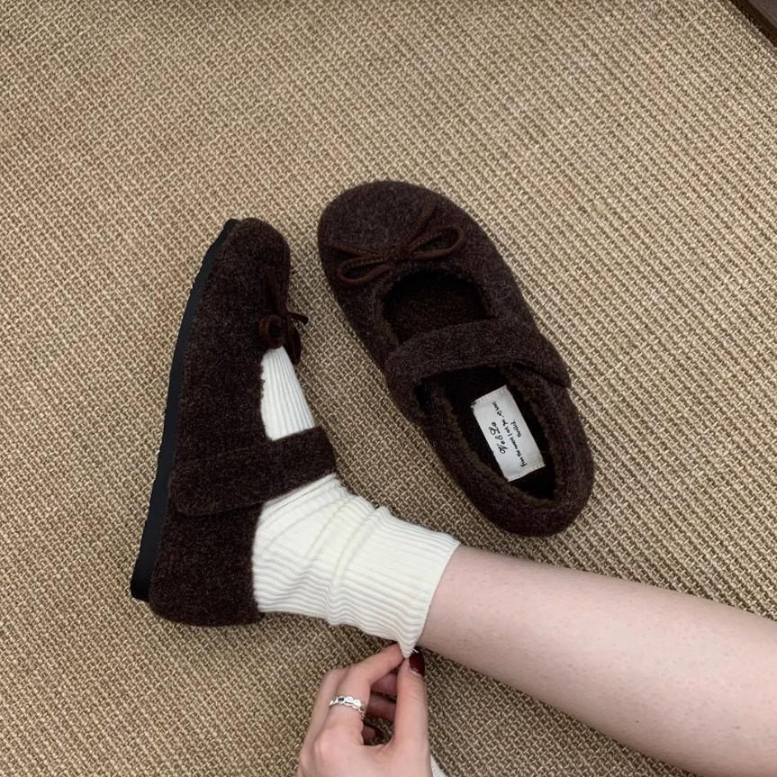 Туфли-бабочки женские зимние 2025 новые верхняя одежда повседневные на плоской подошве бархатные теплые туфли Мэри Джейн Дуду