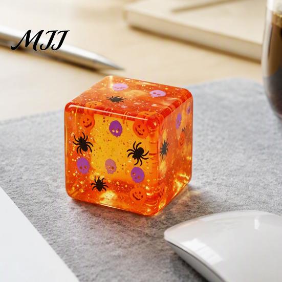 Карманные игрушки-пищалки Хэллоуин Кубик от стресса Сенсорная игрушка, Игрушка с узором тыквы и черепа, узором паука, Прозрачная, для снятия тревоги, Подарок на вечеринку, Медленная