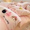 Thickened Milk Fleece Bed Four-Piece Set Girl Heart Coral Fleece Quilt Cover Bed Sheet Three-Piece Set Double-Sided Fleece Bedding
