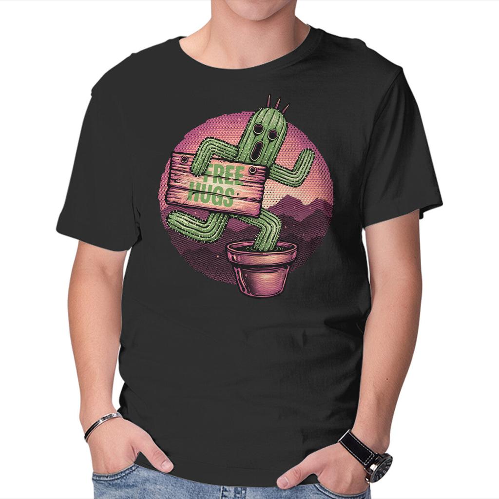 Unisex Crew Neck T-Shirt Huggable Cactus Graphic Short Sleeve Casual Tee