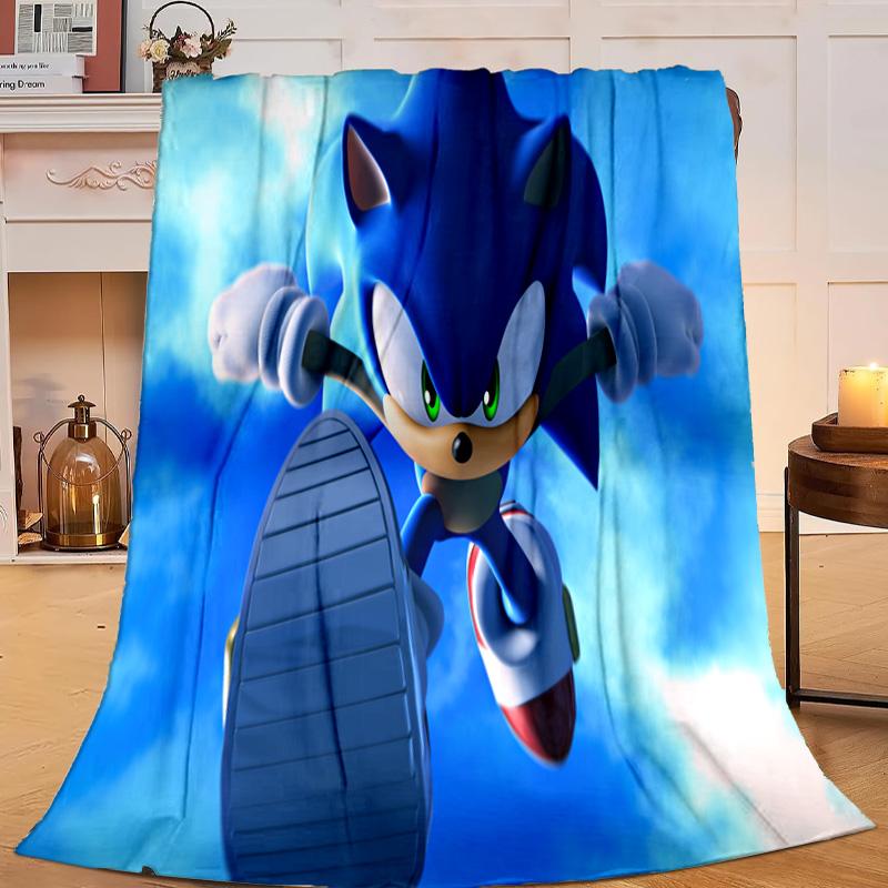 1PC hedgehog Speed Adventure Flannel Blanket Gift, Suitable for Both Men And Women, Soft Ideal for Beds And Sofa, Birthday Or Christmas Gift
