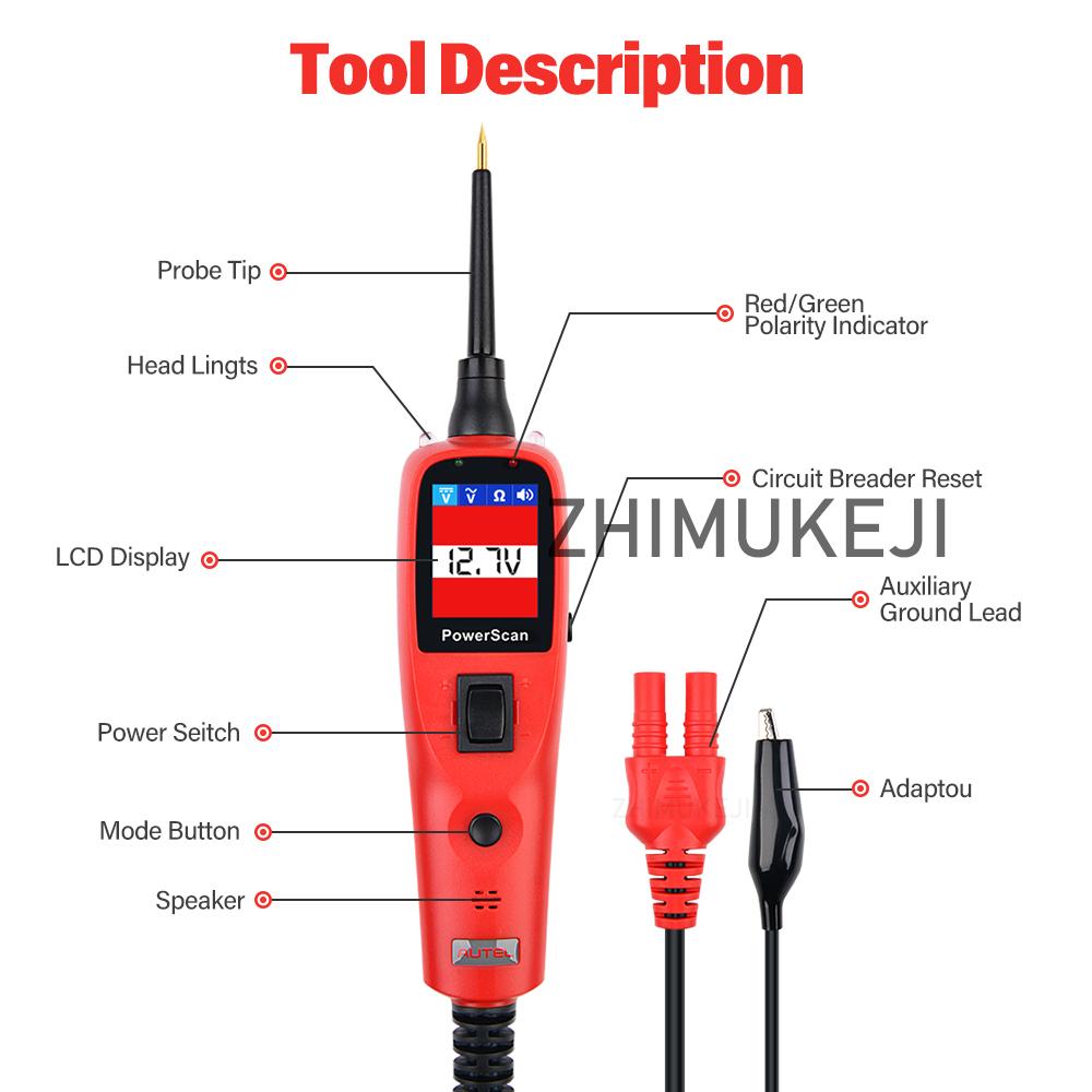 Autel PowerScan PS100 12V/24V Electrical System Auto Circuit Tester Power Probe BMS Short Open Finder Car Repair Diagnosis Tools