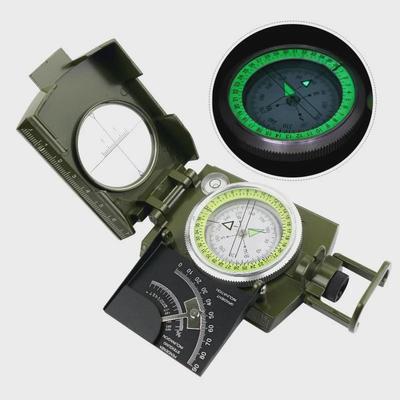 Высокоточный военный компас для использования вне помещений K4074: Многофункциональный, светящийся металл зеленого цвета.