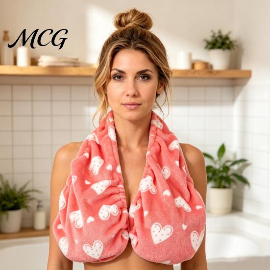 Wearable Bath Towel Hands-Free Adjustable Shower Bra for Women, Wrap Around Towel, Quick-dry Soft Drying Off After A Bath, Self-Care Skin-friendly