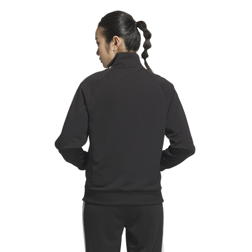 Adidas Track Top Women's 3-Stripes Loose-Fit Double-Knit JVP35, Black/White (JW9786)