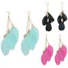Women's Leaf Feather Handmade Long Drop Dangle Hook Eardrop Earrings