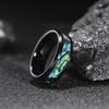 Модные мужские кольца из черной нержавеющей стали 8 мм с инкрустацией радужной раковиной абалона для мужчин и женщин, обручальные кольца, ювелирные изделия, дропшиппинг