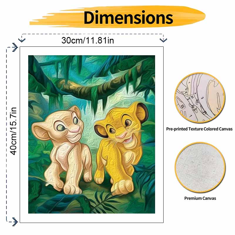 Disney Lion King oil painting painting art Simba and Nala handmade diy painting home decoration gift