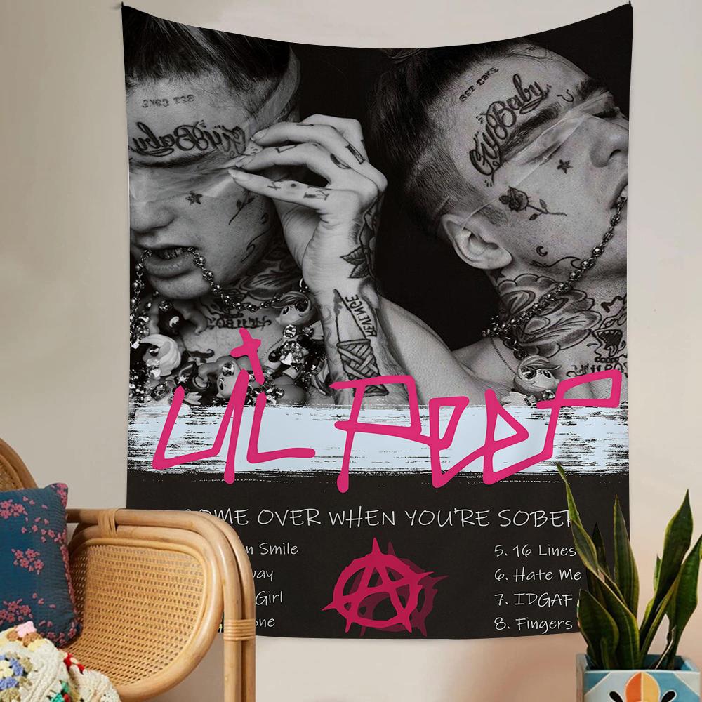 Певец Lil Peep Гобелен Искусство Печать Искусство Научная Фантастика Комната Домашний Декор Домашний Декор