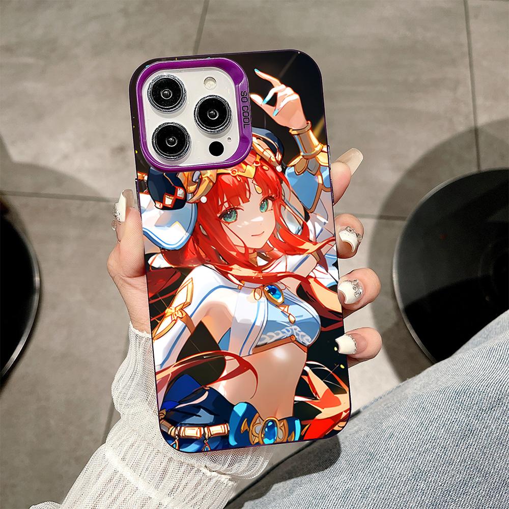 Game GI Nilou Purple Translucent Mobile Phone Case for iPhone 17 16 15 14 13 12 11 X XR XS 8 7 Air Pro Max Plus Colorful Cover