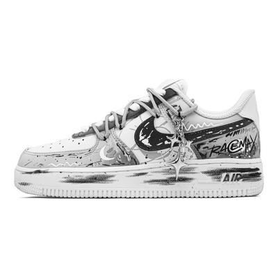 Air Force 1 Потертая Кожа Коровы Меч Устойчивая к истиранию Низкие Скейтбордические Кроссовки Унисекс Черный Белый CW2288-111(Команда997-)