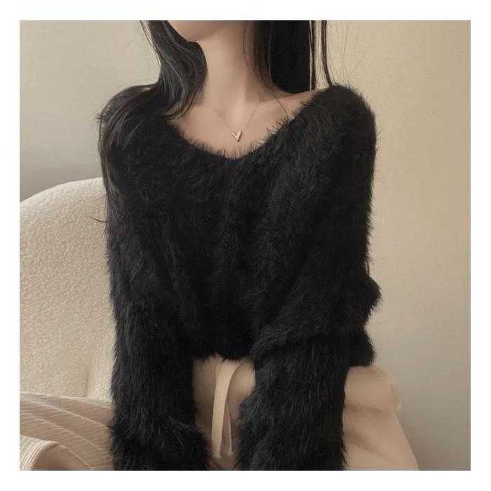 Женский плюшевый свитер в корейском стиле — универсальный, элегантный, с длинными рукавами для осени и зимы