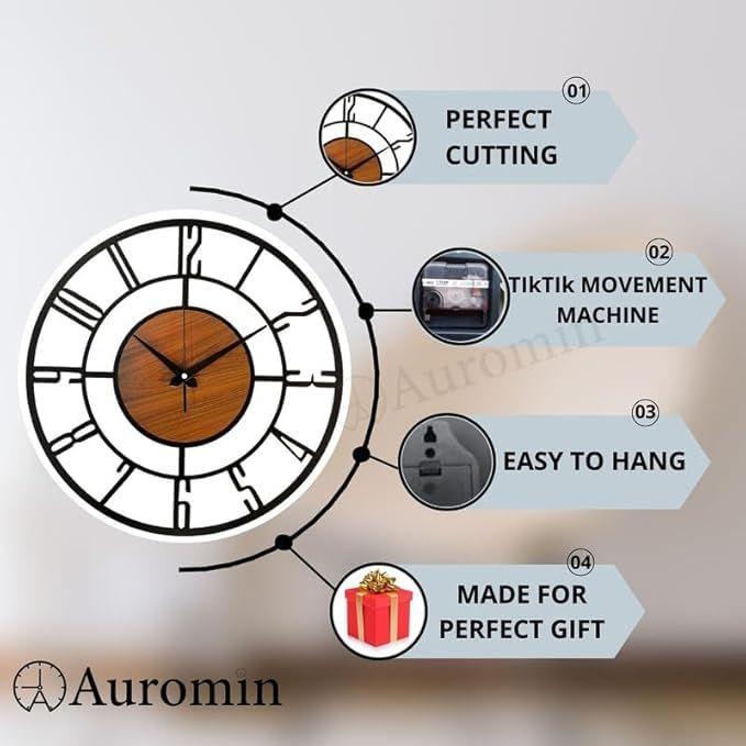 Metal Wall Clock for Living Room Stylish Latest Modern | Unique Analog Wall Clock for Drawing Room, Bedroom