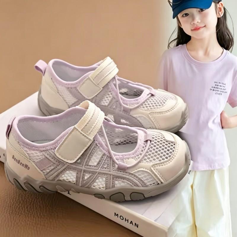 Girls Breathable Mesh Sport Sandals Kids Ages 7-16 Round Toe Closure Lightweight Outdoor Walking Shoes