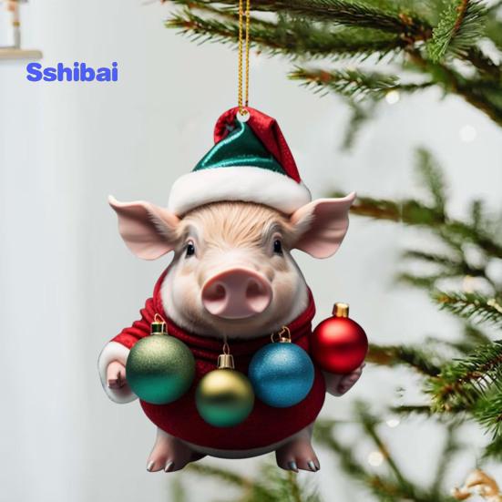 Рождественский кулон очаровательный мультяшный поросенок в форме рождественской елки подвесное украшение для дома праздничные украшения
