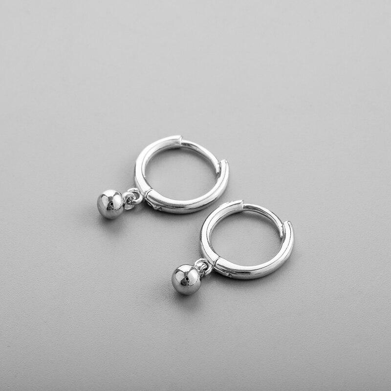 Серьги-кольца из стерлингового серебра 925 пробы для женщин, маленькие круглые серьги-подвески в виде шариков, ювелирные изделия