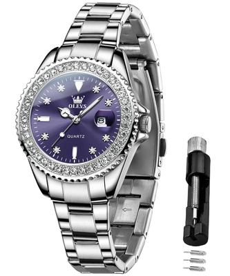 Нержавеющая сталь японский алмаз легкий для 30M Water Watch для фиолетовых женских часов, сталь, кварц, циферблат, светящийся, читаемый, устойчивый, популярный, милый,