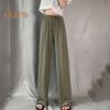 Женские повседневные брюки с эластичной кулиской и высокой талией, широкие длинные брюки, однотонные тонкие брюки для отдыха