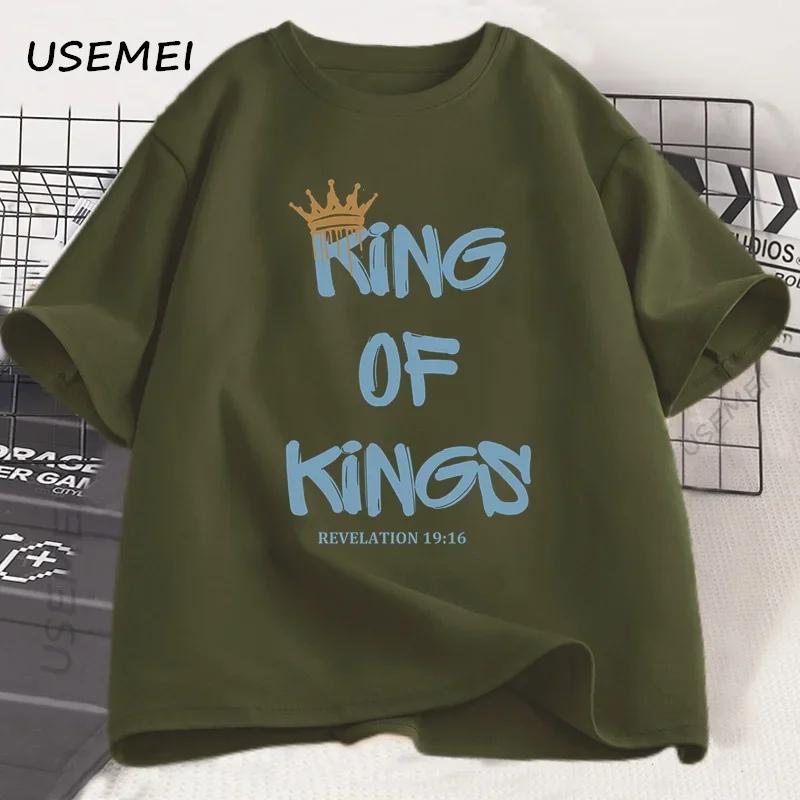 King of Kings TShirt Christian Clothing Religious Gift for Unisex Unisex Jesus Christ Streetwear Faith Cotton Short Sleeve Tees