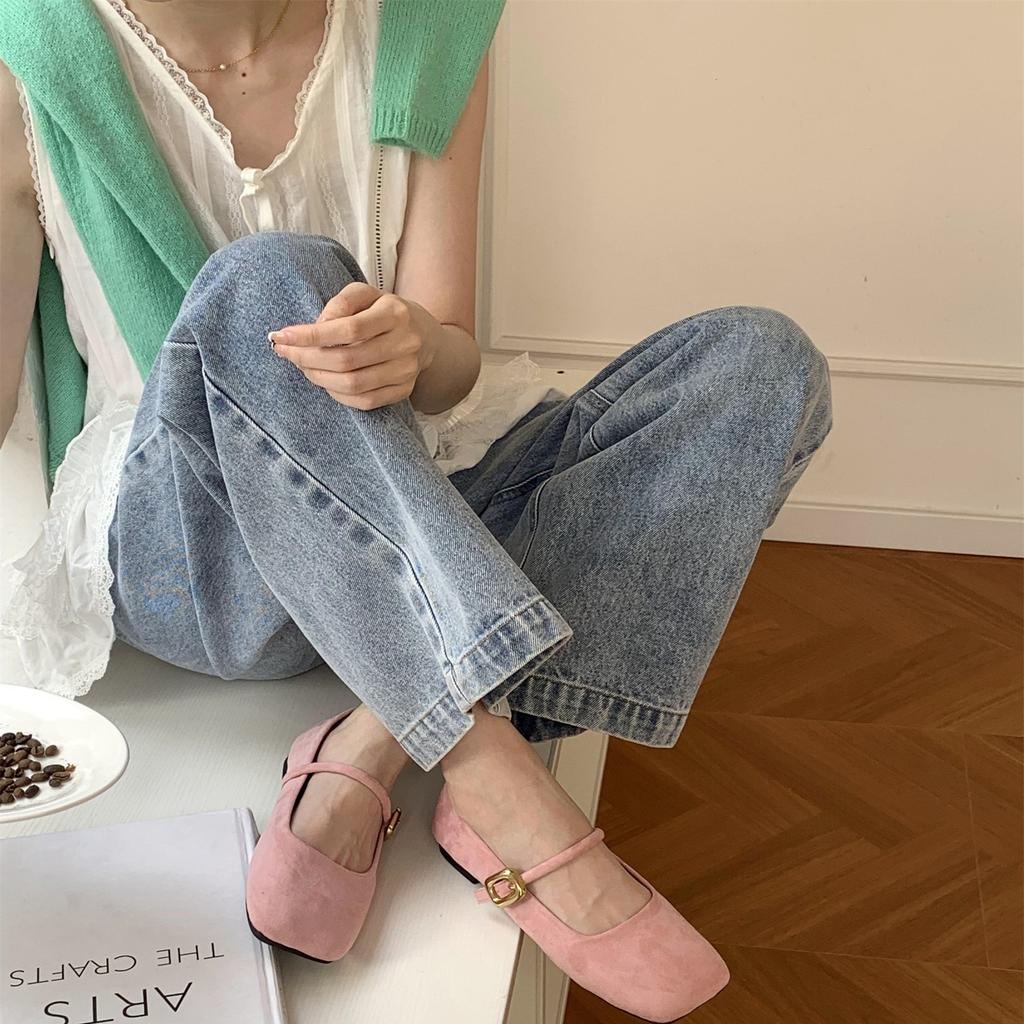 Сказочная квадратная голова с юбкой туфли бабушкины 2025 весна ремешок с пряжкой на одно слово плоская подошва вечерний бриз нежные одинарные туфли маленькие кожаные туфли