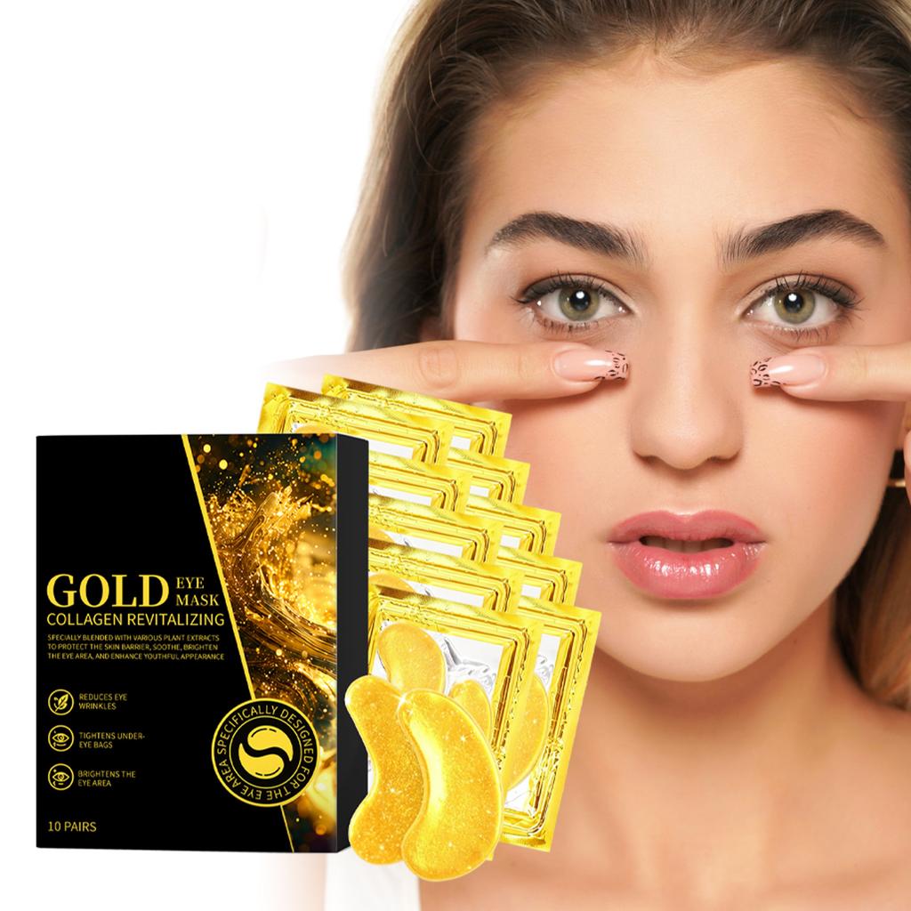 Hydrating Gold Eye Mask for Eye Contour, Moisturizing & Smoothing, Massage-Absorbing, Clear & Radiant Skin, Skincare Eye Patch