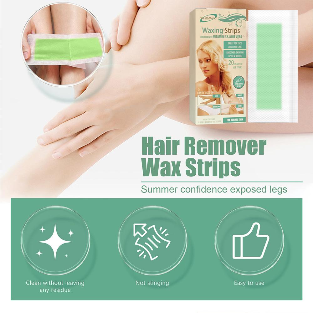 20 профессиональных восковых полосок для удаления волос для лета, двухсторонняя бумага для депиляции с холодным воском для ног, тела, лица, полезная