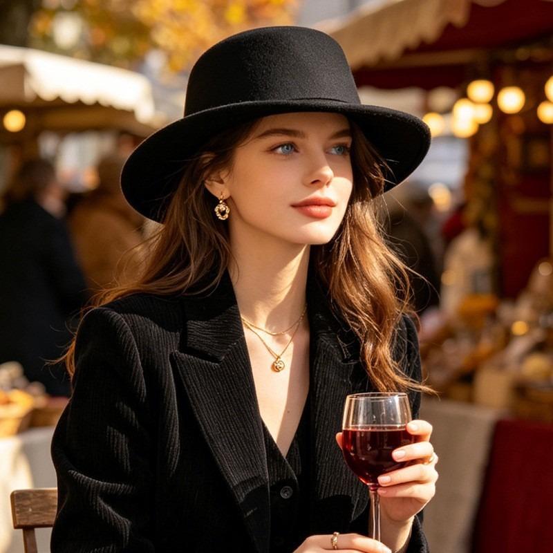 Women S Solid Flat Top Fedora Hat Warm Autumn Winter Elegant Casual