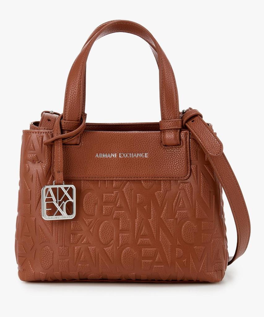 Женская сумка-шоппер Armani Exchange с тиснением логотипа, маленькая, _Коричневая_A425370512