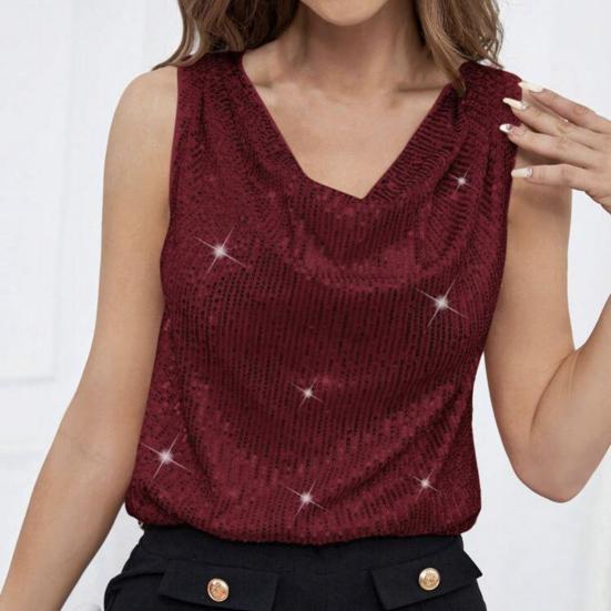 Женские топы без рукавов с пайетками и V-образным вырезом, блестящие блузки, сексуальные топы на бретельках для коктейльной вечеринки, клубной одежды, вечеринки