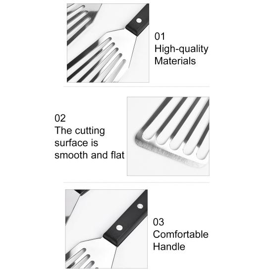 Лопатка для жарки рыбы, лопатка для блинов, кухонная лопатка из нержавеющей стали с нескользящей ручкой