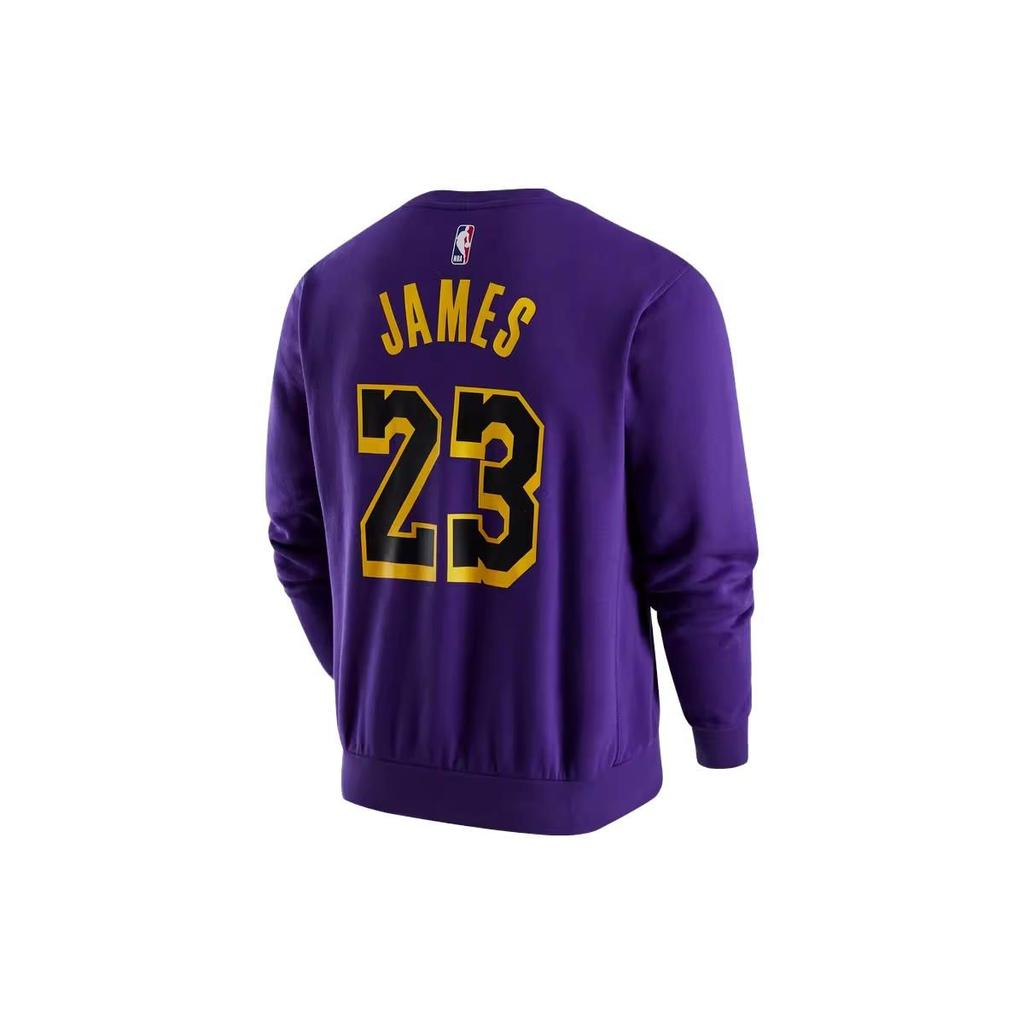 Jordan НБА Лос-Анджелес Лейкерс Буквенно-цифровой свитшот с круглым вырезом с флисовой подкладкой Мужская толстовка фиолетового цвета DR2409-508