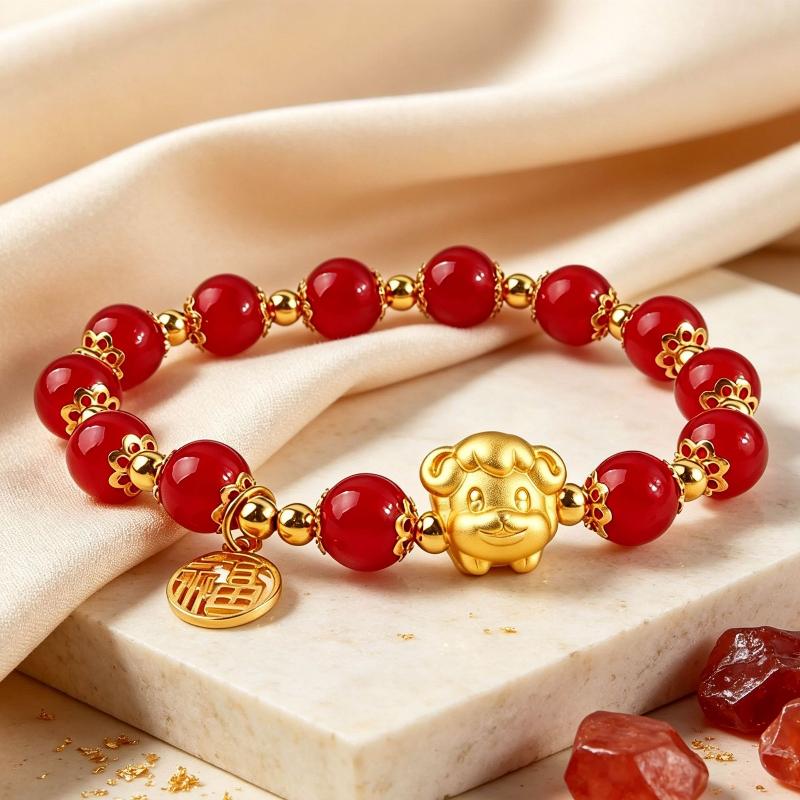 Chinese Style 2027 Sheep Year Bracelet Handmade Lightweight Unisex Wristband for Women Men Office Daily Wear Jewelry