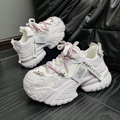 Весенне-осенние новые папины кроссовки для женщин ins~ модные толстые подошвы для увеличения роста корейская версия универсальный Париж сетка повседневный спорт