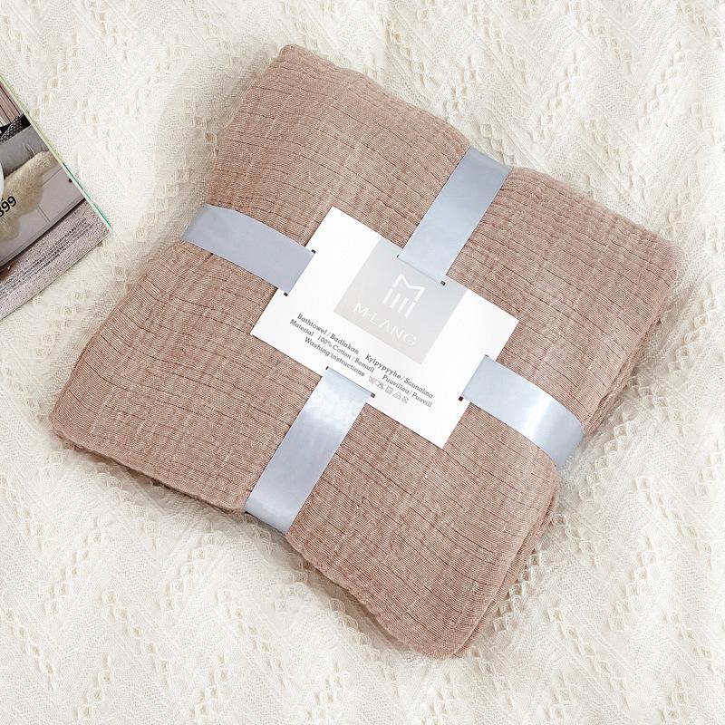 Colorful Muslin Gauze Blanket Solid Washing Cotton Wrinkle Summer Double Bed Cover Quilts Decorate Bedspread On The Beds 200*230