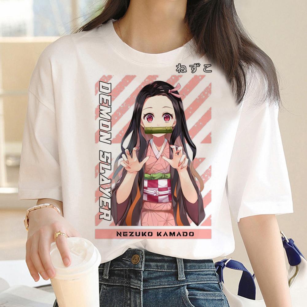 Demon Slayer Kimetsu No Yaiba T-shirts Women Graphic Harajuku Manga T-shirts Girl Japanese Streetwear Y2k Clothing