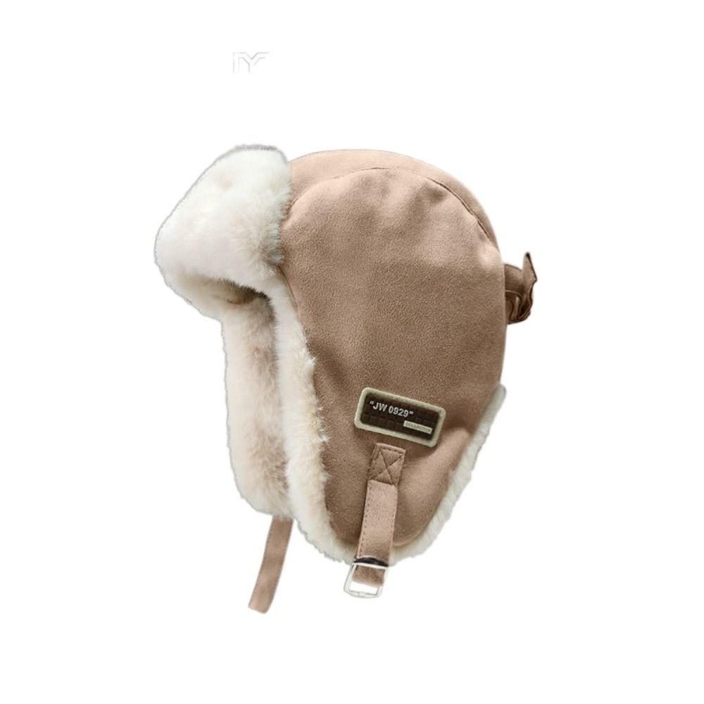 Однотонная шапка с защитой ушей, утолщенная женская плюшевая шапка, модная зимняя шапка-авиатор, студенческая