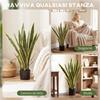 Artificial Sansevieria Realistic Fake Plant with Pot, diameter 15cm x 80cm, Green and Yellow