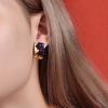 Italian Abstract Original Designer Jewelry Accessories 925 Silver Gold-plated Inlaid with Colored Gemstones Natural Amethyst Earrings
