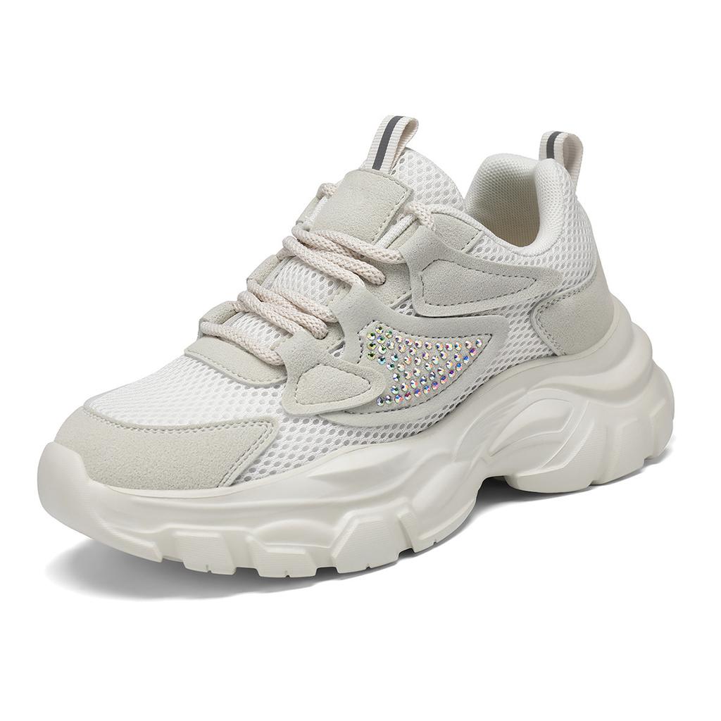 2025 лето сетка спортивные папины кроссовки женские толстая подошва увеличивающие рост популярная мода универсальные дышащие мягкая подошва одинарная обувь