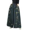 Plus Size Vintage Floral High Waist Casual Loose Women Spring Autumn Jeans Denim Wide Leg Pants