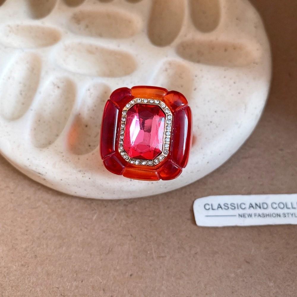 Candy Color Geometric Ring Y2K Classic Big Dome Plain Ring Hand Ornaments Acrylic Resin Ring  Party