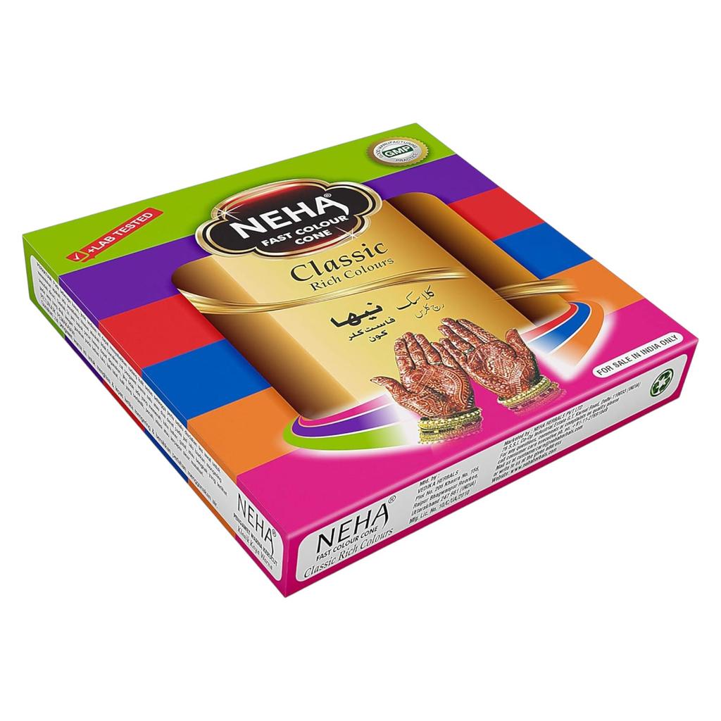 Неха Классический Цвет Хна Конус Упаковка из 1(25г X 12 Конусов) Многоцветный для сложных дизайнов мехенди на руках и ногах