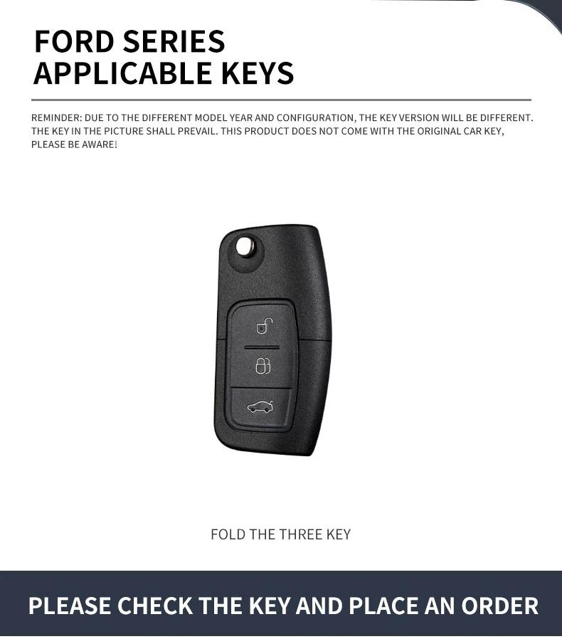 New Zinc Alloy Leather Car 3 Button Remote Key Fob Case Shell Cover Fit For Ford Fiesta Focus MK2 Mondeo Kuga Galaxy C-Max S-Max