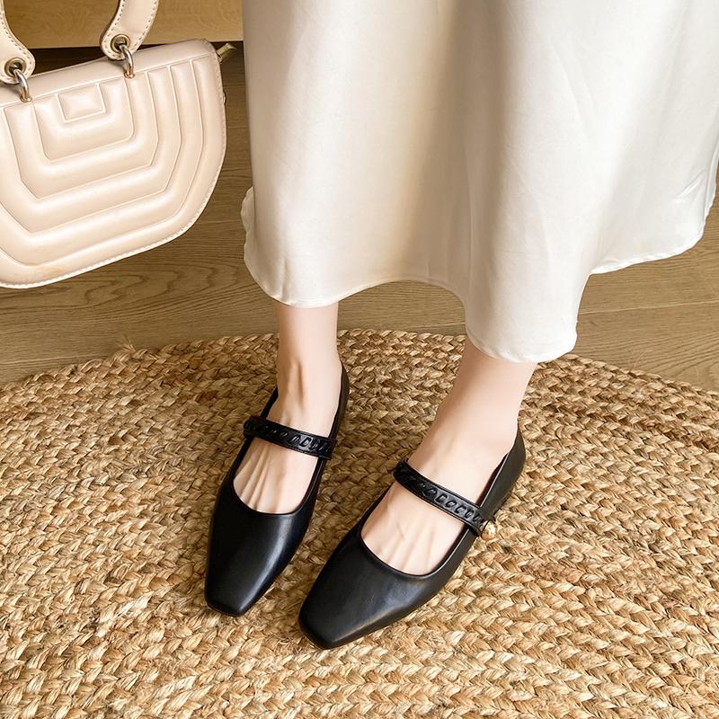 Модная обувь на низком каблуке, женская модная обувь с квадратным носком, с мелким вырезом, на ремешке, с мягкой подошвой, противоскользящая, износостойкая, низкий верх