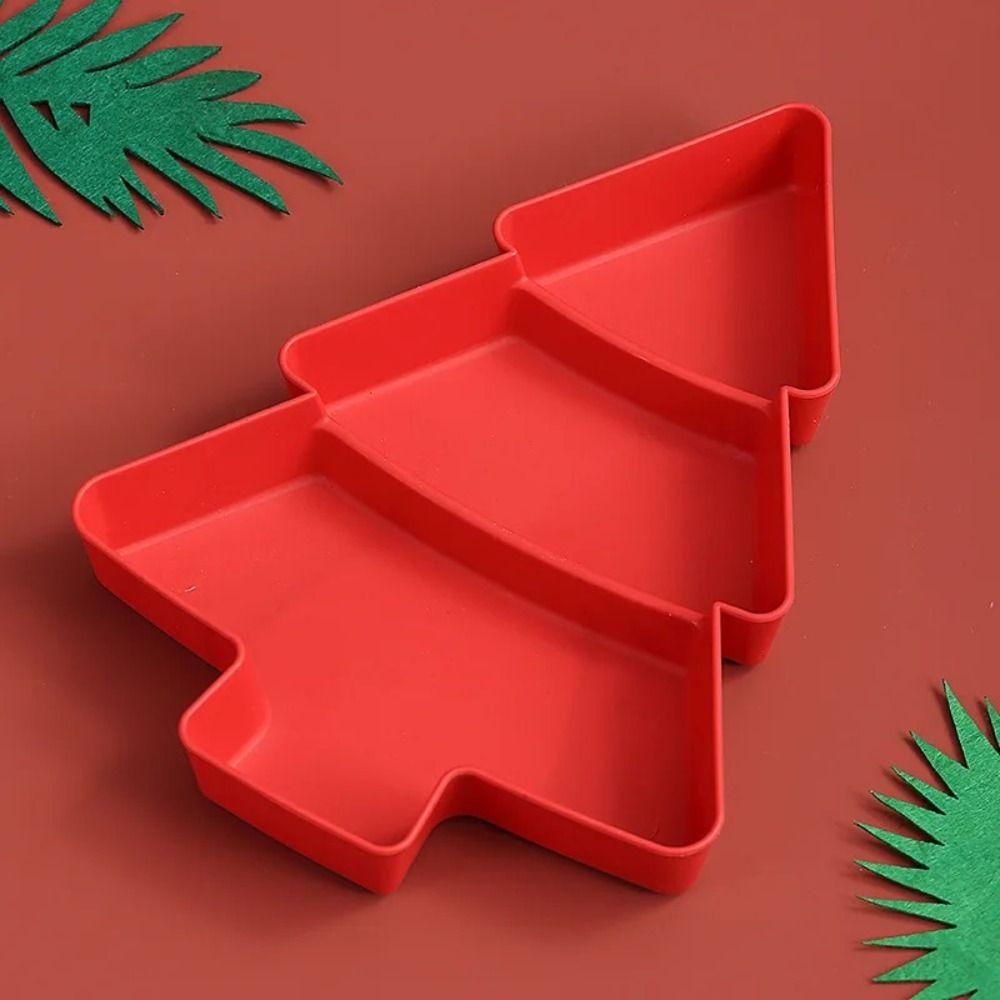 Plastic Fruit Plate Christmas Tree Shape Candy Dish Serving Tray Nuts Dry Fruits Plate  Dessert