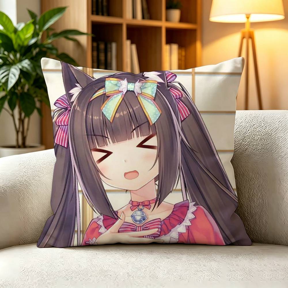 Nekopara Sweet Cafe Cat Maid Cute Slice Of Life Anime Pillow Case Square DoubleSided Sofa Cushion Cover Bedroom Bedside Pillow